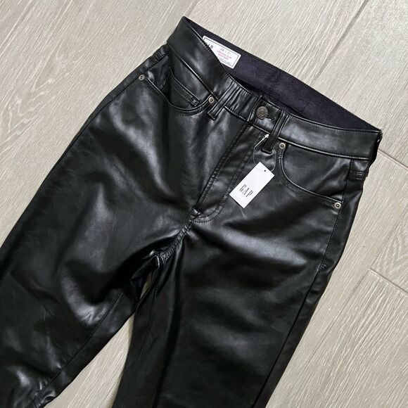 Gap High Rise Vegan Leather Vintage Slim Pants NWT size 2 L - Picture 5 of 10